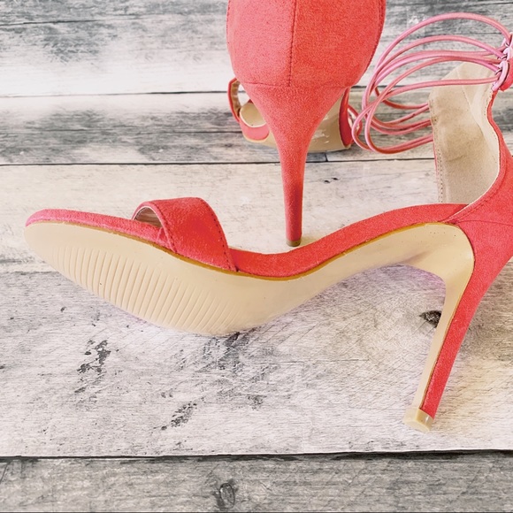 Lala Ikai Ankle Strap Heels Coral Size 7 - Picture 6 of 7